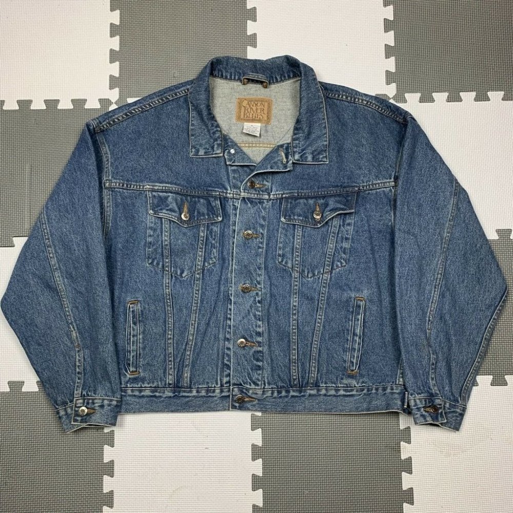 Vintage Canyon River Blues Denim Jacket Size XL Distressed Faded 80s 90s